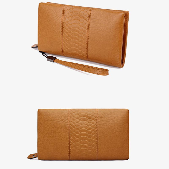 Einfarbige Handytasche mit großer Kapazität aus Leder für Damen