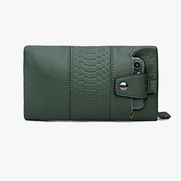 Einfarbige Handytasche mit großer Kapazität aus Leder für Damen