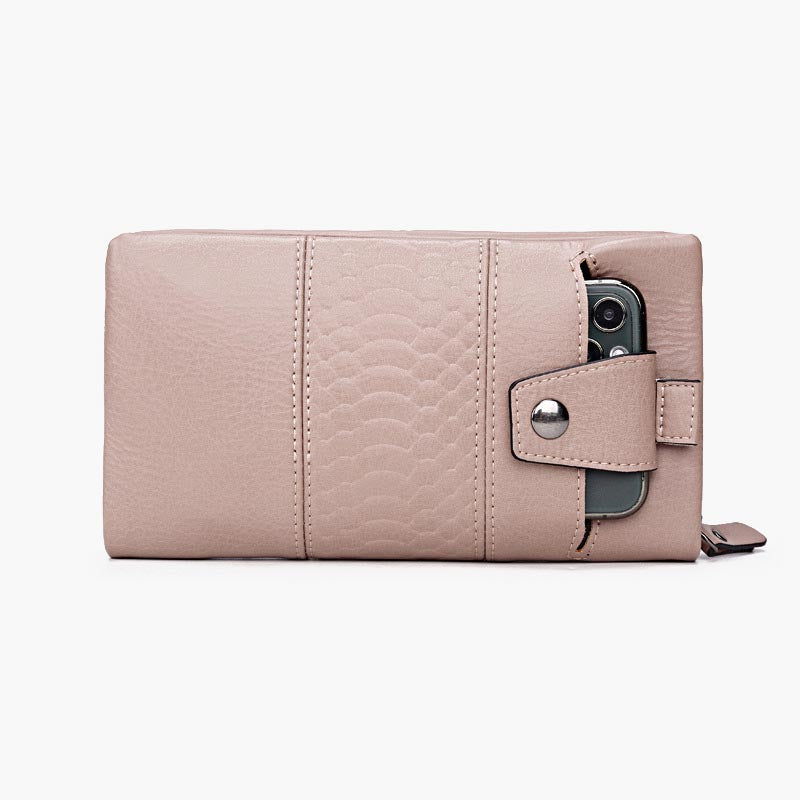 Einfarbige Handytasche mit großer Kapazität aus Leder für Damen