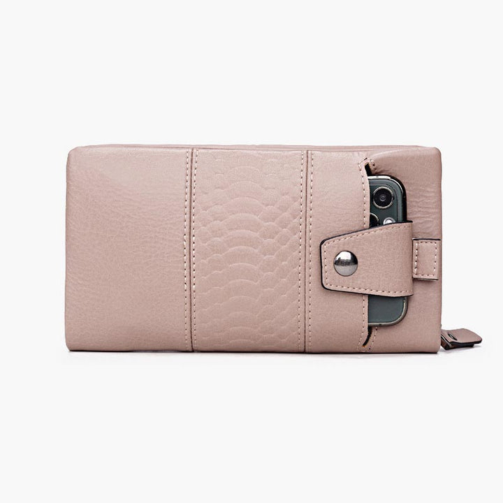 Einfarbige Handytasche mit großer Kapazität aus Leder für Damen