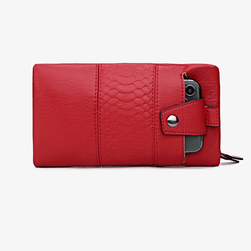 Einfarbige Handytasche mit großer Kapazität aus Leder für Damen