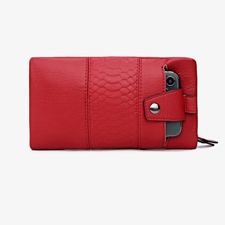 Einfarbige Handytasche mit großer Kapazität aus Leder für Damen