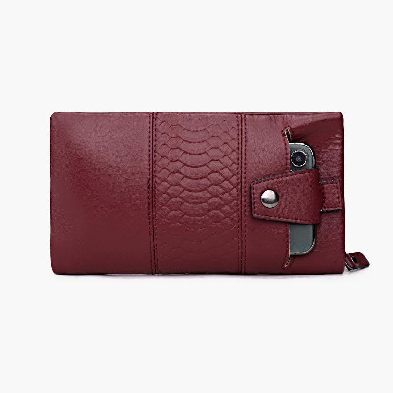 Einfarbige Handytasche mit großer Kapazität aus Leder für Damen