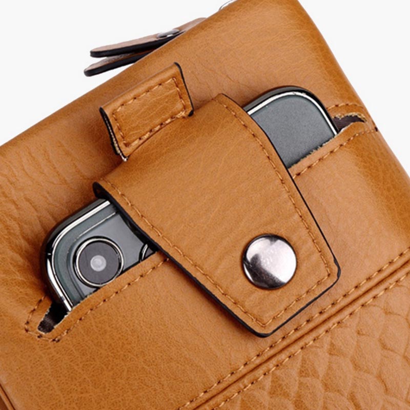 Einfarbige Handytasche mit großer Kapazität aus Leder für Damen