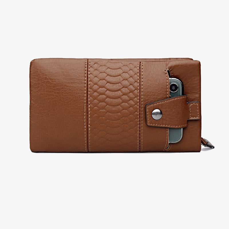 Einfarbige Handytasche mit großer Kapazität aus Leder für Damen