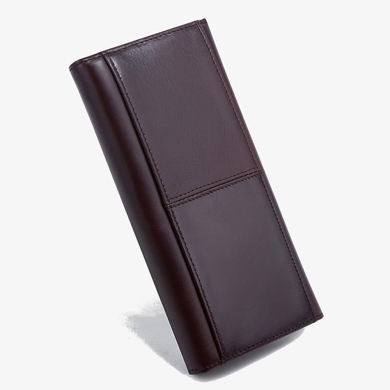 Minimalistische lange Clutch für Männer, einfarbiges Leder, Geldklammer