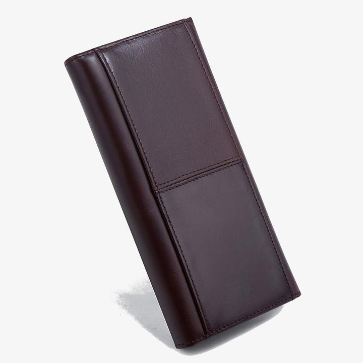 Minimalistische lange Clutch für Männer, einfarbiges Leder, Geldklammer