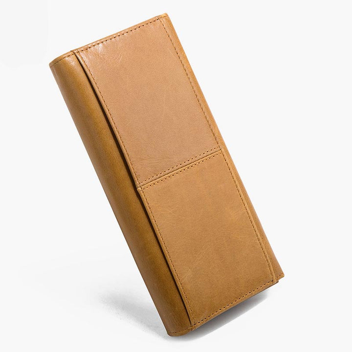 Minimalistische lange Clutch für Männer, einfarbiges Leder, Geldklammer