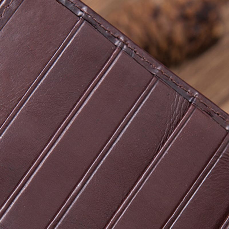 Minimalistische lange Clutch für Männer, einfarbiges Leder, Geldklammer