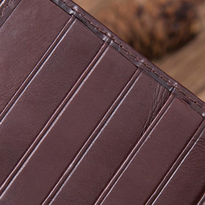 Minimalistische lange Clutch für Männer, einfarbiges Leder, Geldklammer