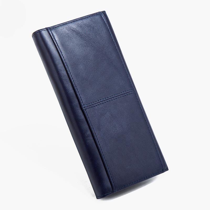 Minimalistische lange Clutch für Männer, einfarbiges Leder, Geldklammer