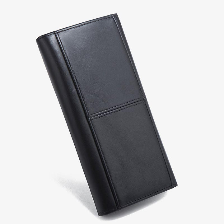 Minimalistische lange Clutch für Männer, einfarbiges Leder, Geldklammer