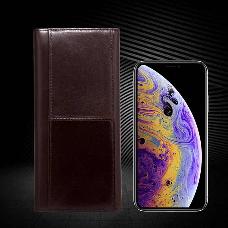 Minimalistische lange Clutch für Männer, einfarbiges Leder, Geldklammer