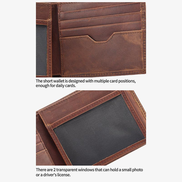 Horizontale Lederbrieftasche für Herren mit RFID-Schutz und mehreren Karten
