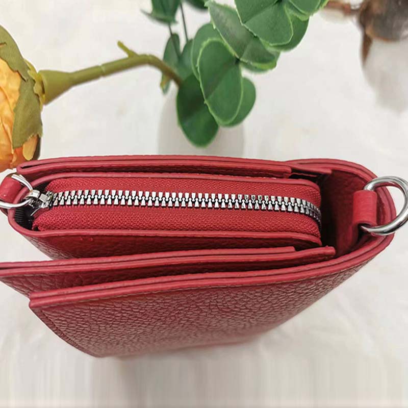 Minimalistisches Handytaschen-Set mit breiten Riemen aus Leder für Damen