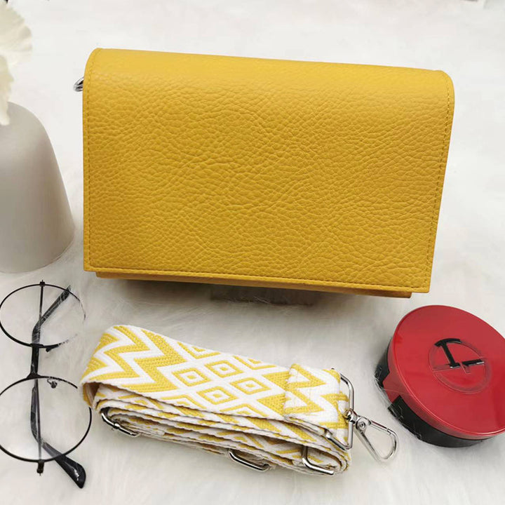 Minimalistisches Handytaschen-Set mit breiten Riemen aus Leder für Damen