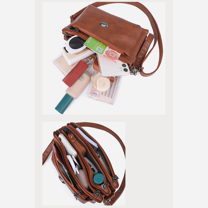 Schlichte Umhängetasche für Damen, veganes Leder, Bürotasche