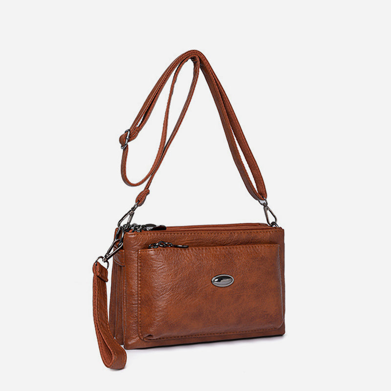 Schlichte Umhängetasche für Damen, veganes Leder, Bürotasche