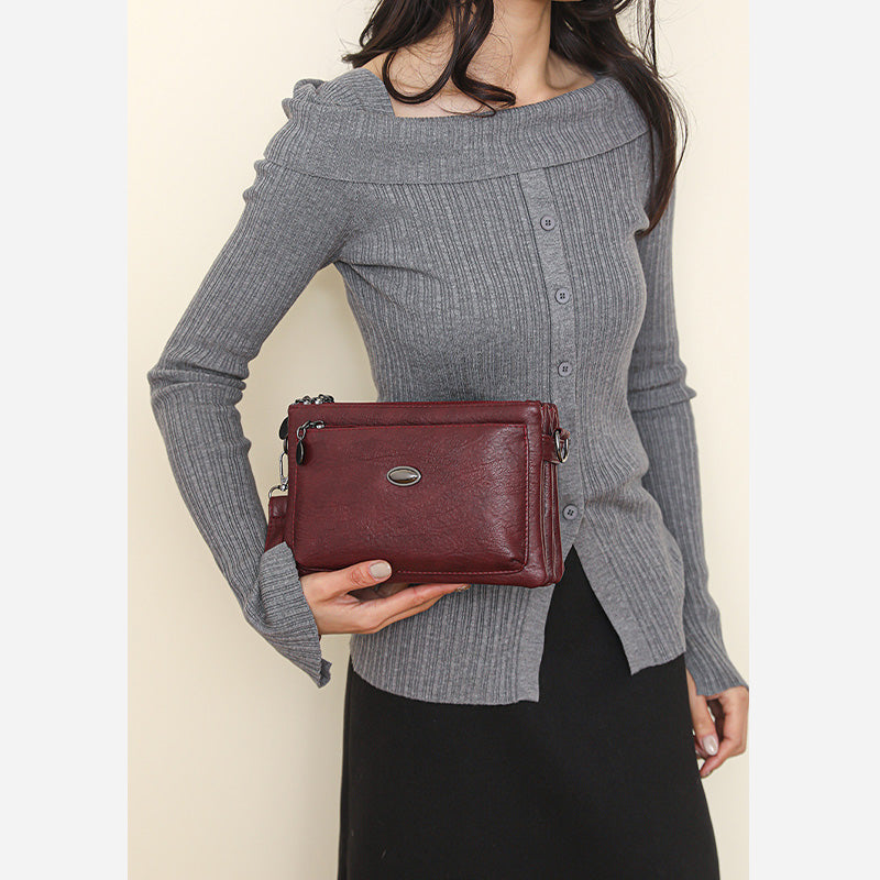 Schlichte Umhängetasche für Damen, veganes Leder, Bürotasche