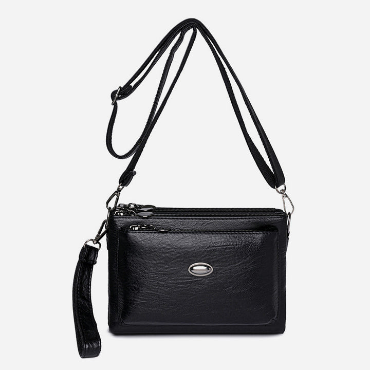 Schlichte Umhängetasche für Damen, veganes Leder, Bürotasche