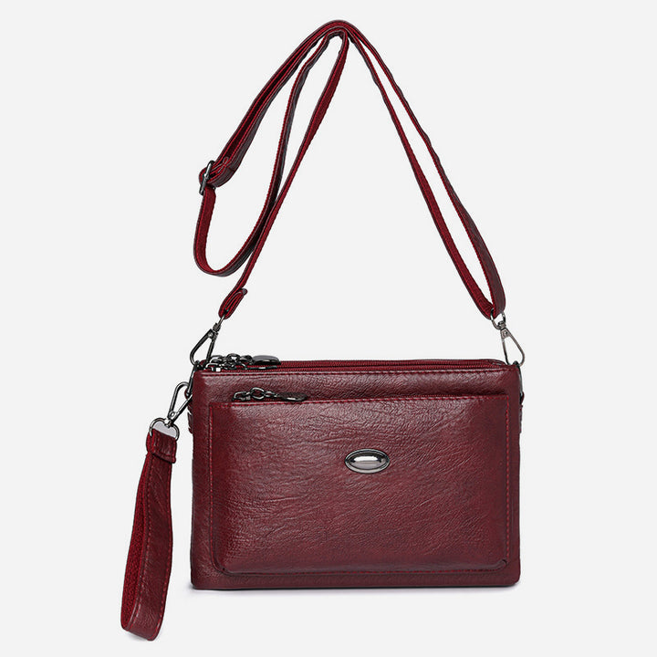 Schlichte Umhängetasche für Damen, veganes Leder, Bürotasche