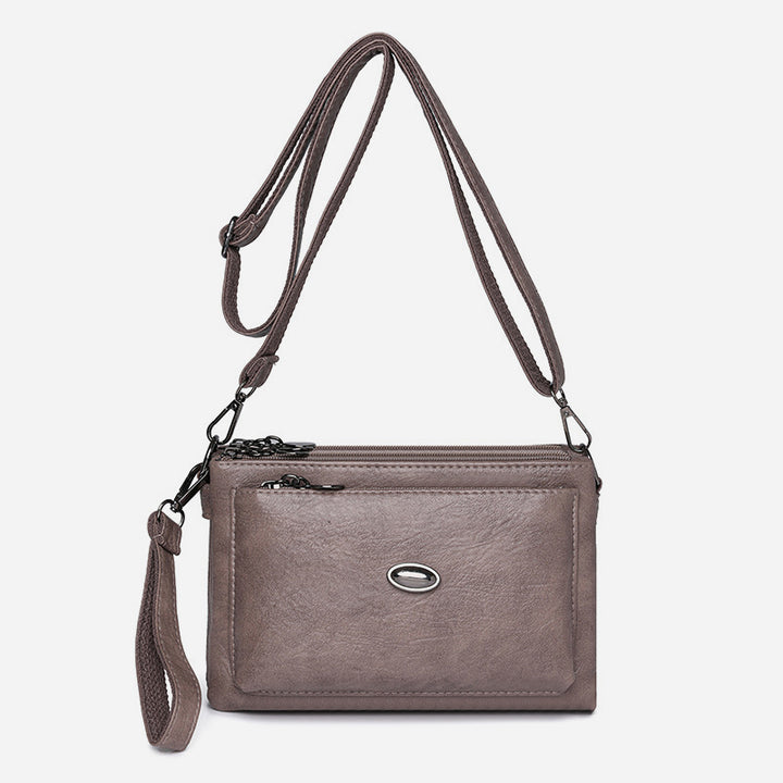 Schlichte Umhängetasche für Damen, veganes Leder, Bürotasche