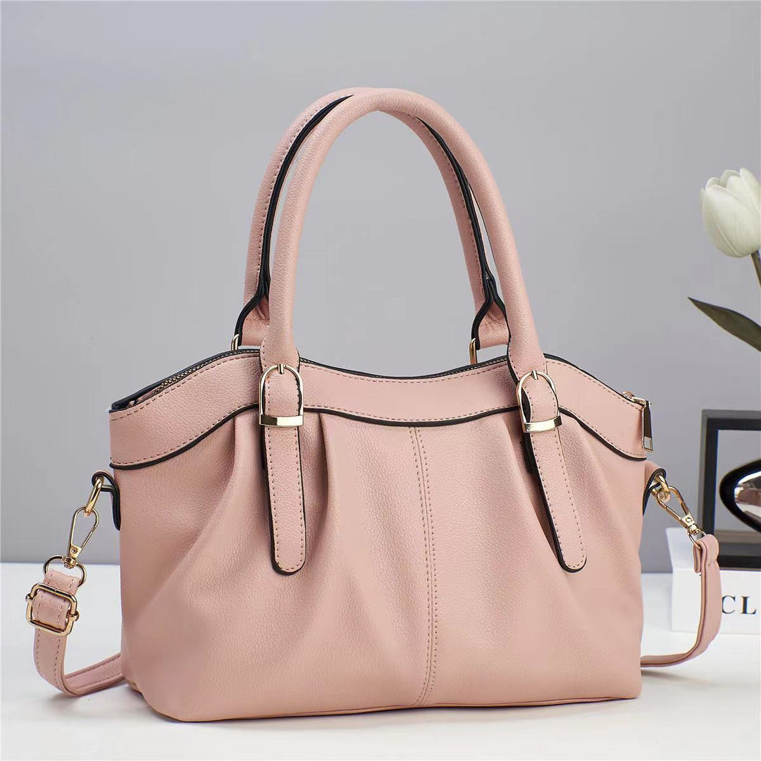 Schlichte Bürotasche für Damen aus Leder mit Henkel