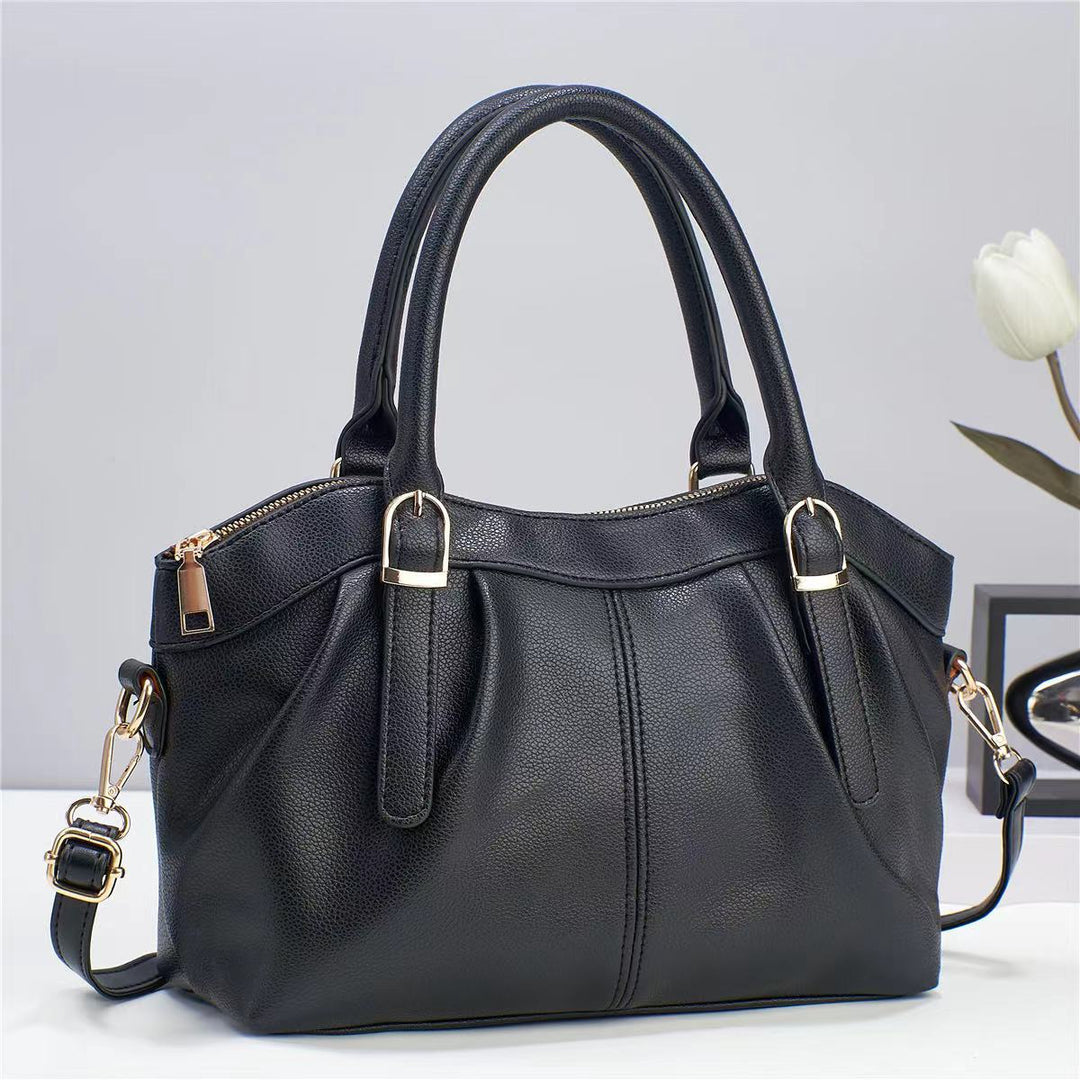 Schlichte Bürotasche für Damen aus Leder mit Henkel