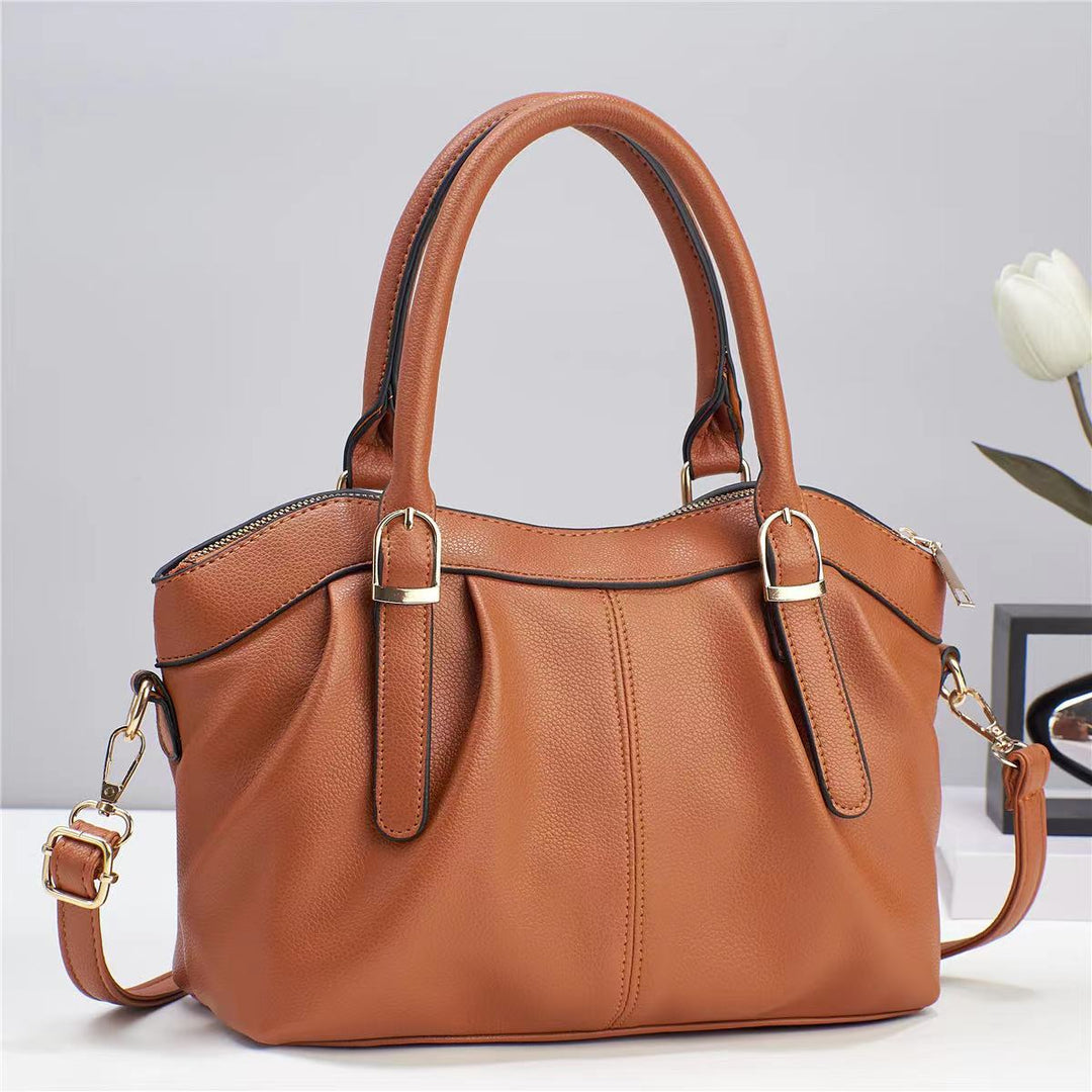 Schlichte Bürotasche für Damen aus Leder mit Henkel