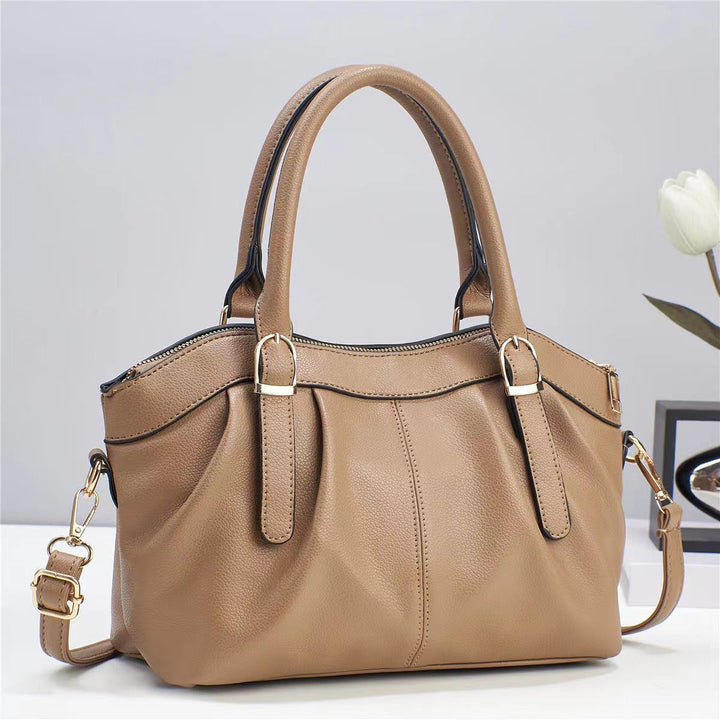 Schlichte Bürotasche für Damen aus Leder mit Henkel