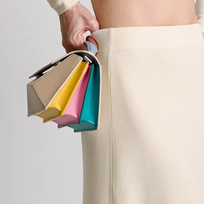 Geometrische bunte Handtasche Akkordeon Crossbody Leder Geldbörse für Frauen