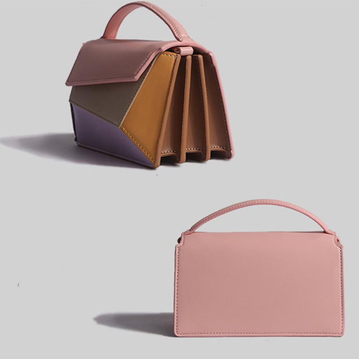 Geometrische bunte Handtasche Akkordeon Crossbody Leder Geldbörse für Frauen