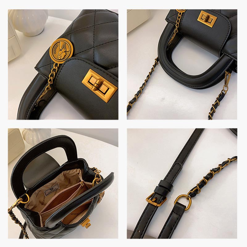 Elegante Umhängetasche aus veganem Leder mit Kette für Damen