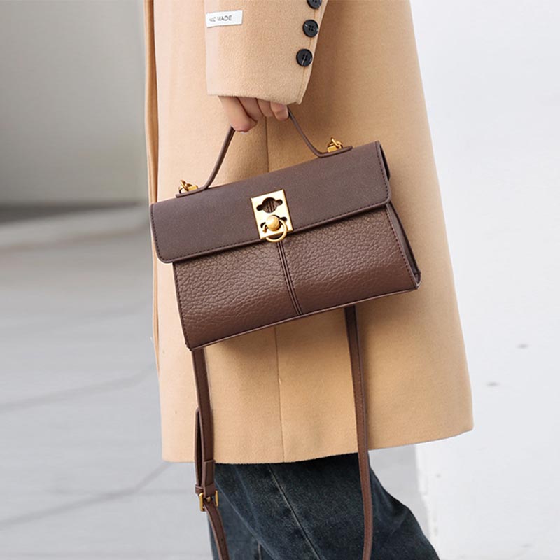 Minimalistische Bürotasche für Damen, schlichte Umhängetasche aus Leder