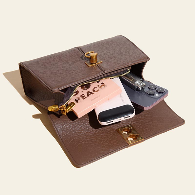 Minimalistische Bürotasche für Damen, schlichte Umhängetasche aus Leder