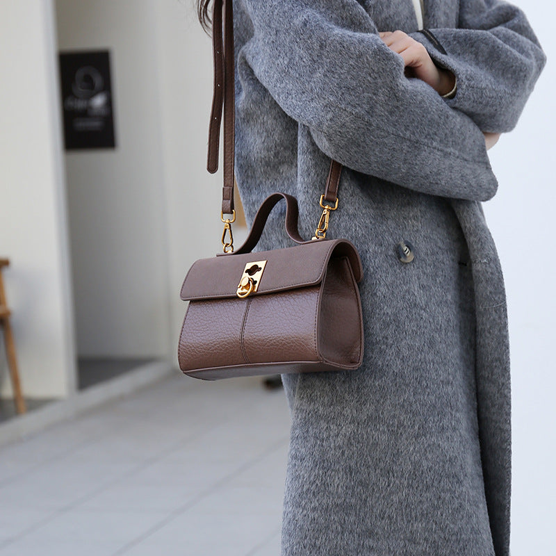 Minimalistische Bürotasche für Damen, schlichte Umhängetasche aus Leder