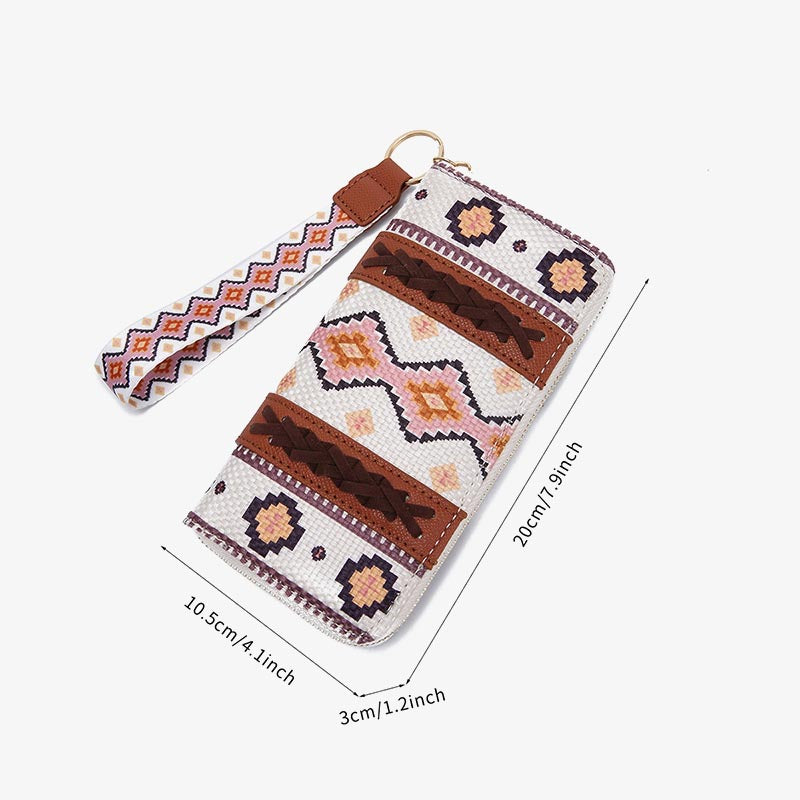 Bohemian Geldbörse Vintage Canvas Ethno-Stil Kleine Clutch für Frauen
