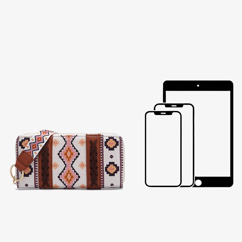 Bohemian Geldbörse Vintage Canvas Ethno-Stil Kleine Clutch für Frauen
