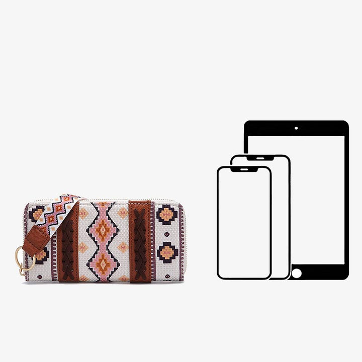 Bohemian Geldbörse Vintage Canvas Ethno-Stil Kleine Clutch für Frauen