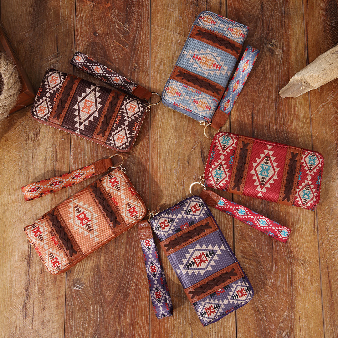 Bohemian Geldbörse Vintage Canvas Ethno-Stil Kleine Clutch für Frauen