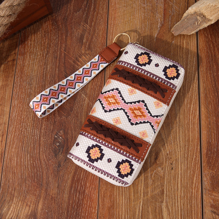 Bohemian Geldbörse Vintage Canvas Ethno-Stil Kleine Clutch für Frauen