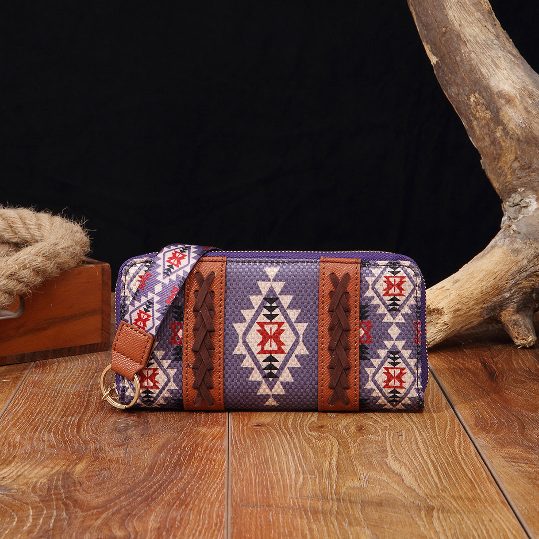 Bohemian Geldbörse Vintage Canvas Ethno-Stil Kleine Clutch für Frauen