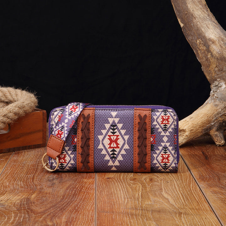 Bohemian Geldbörse Vintage Canvas Ethno-Stil Kleine Clutch für Frauen