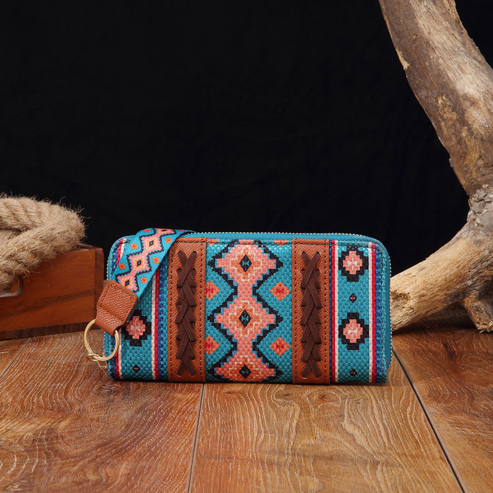 Bohemian Geldbörse Vintage Canvas Ethno-Stil Kleine Clutch für Frauen