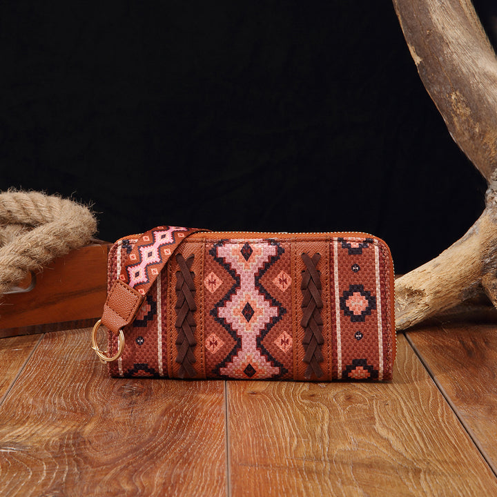 Bohemian Geldbörse Vintage Canvas Ethno-Stil Kleine Clutch für Frauen