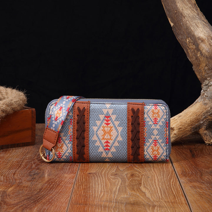 Bohemian Geldbörse Vintage Canvas Ethno-Stil Kleine Clutch für Frauen