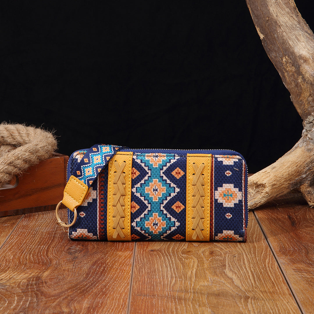 Bohemian Geldbörse Vintage Canvas Ethno-Stil Kleine Clutch für Frauen