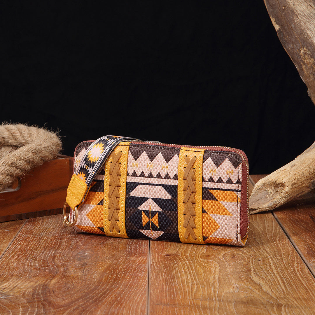 Bohemian Geldbörse Vintage Canvas Ethno-Stil Kleine Clutch für Frauen