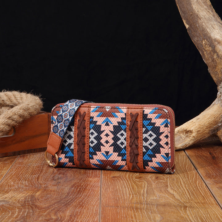 Bohemian Geldbörse Vintage Canvas Ethno-Stil Kleine Clutch für Frauen