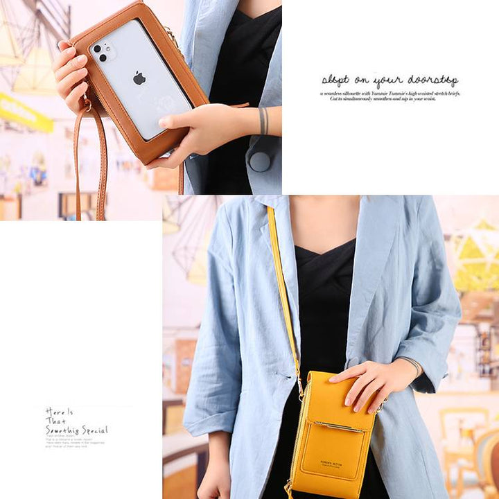 Kunstleder Telefon Geldbörse Mini Crossbody Schultertasche Handytasche 